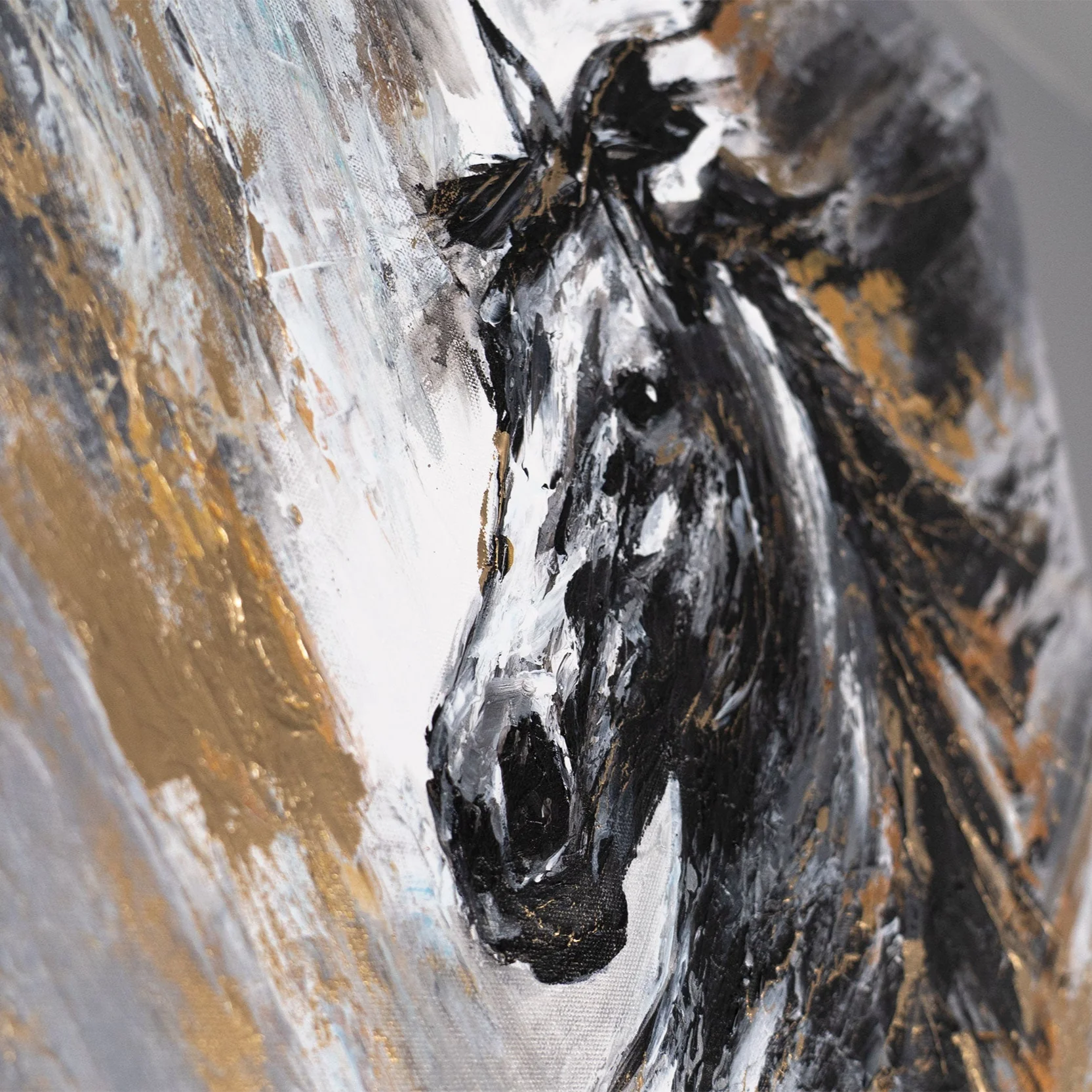 Acrylverf op doek "Explosie van Vrijheid" modern paardenschilderij 115x50cm - Afbeelding 3